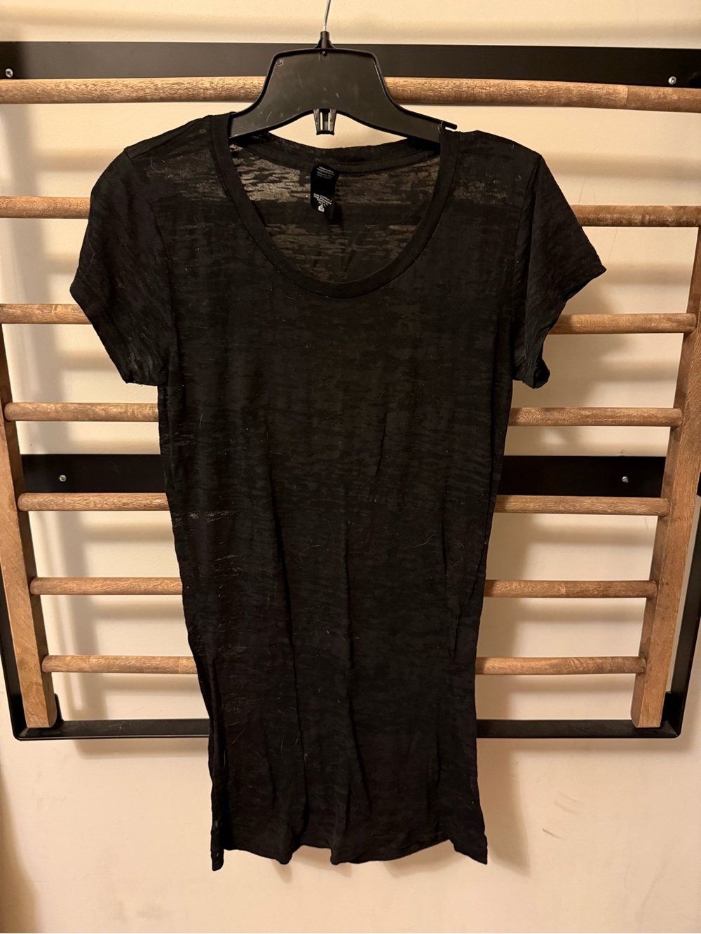 Black Women's Short Sleeve Slub Scoop Neck Tee